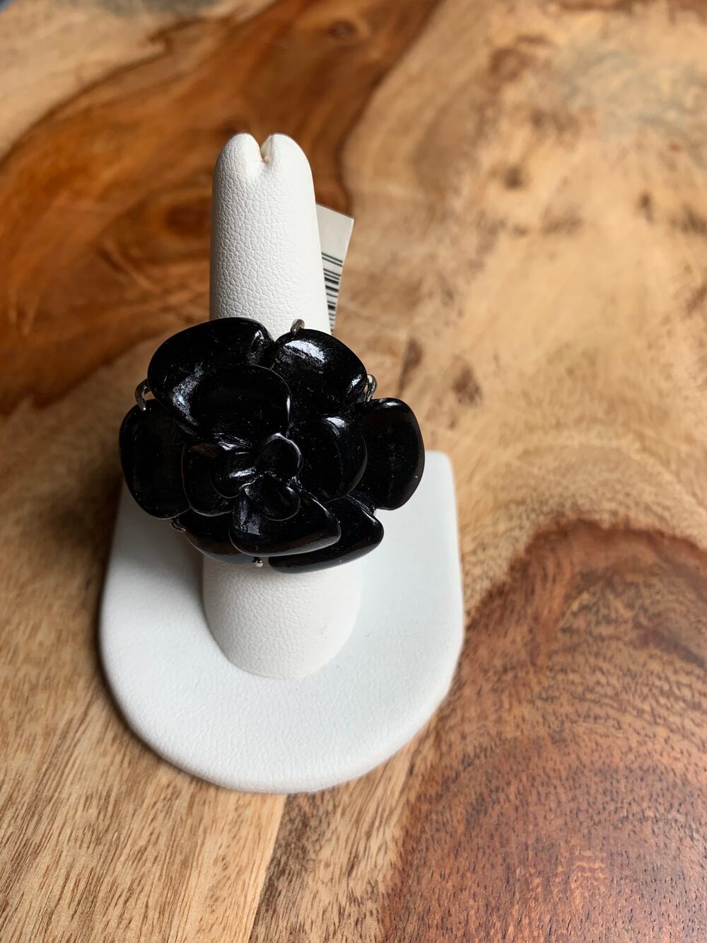 Gothic Black Rose Silver Ring Sz 8 New